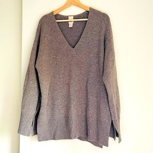 Women’s Oversized Drop Shoulder Split Hem Sweater- XS